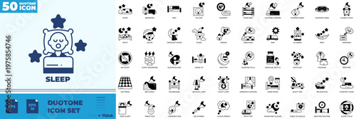 Sleep Duotone Editable Icons set