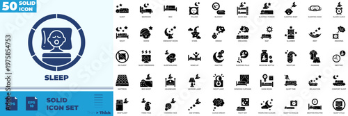 Sleep Solid Editable Icons set