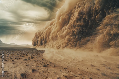 Massive Desert Sandstorm Walls Swirling Apocalyptically