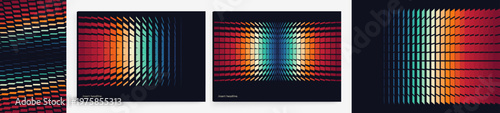 An image of multiple rectangular and square shapes with transition effects. Dynamic gradient background. Cover design template. Vector for brochure, poster, cover, card, presentation, flyer or banner.