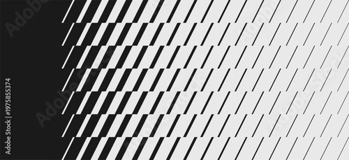 Striped linear pattern. Dynamic structure with slanted lines of varying thickness (thin and thick stripes). Transition effect. Geometric background. Illustration for presentation or digital design.