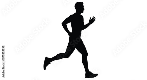 Silhouette of a man running depicted in a dynamic and athletic pose