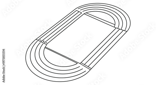Aerial view of a running track and field stadium simple line drawing