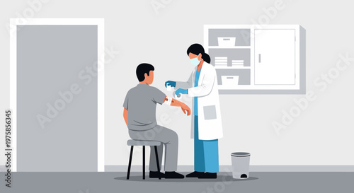 Doctor Administering Vaccine to Patient in Medical Office