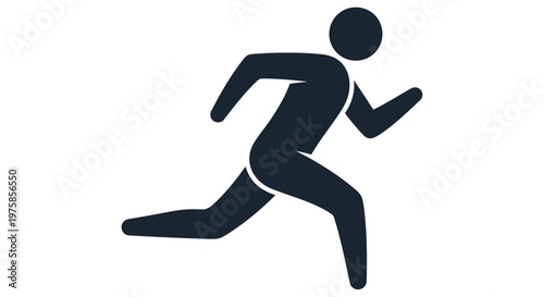 Simple black silhouette of a person actively running forward high quality