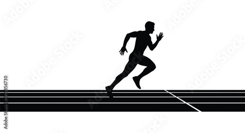 A silhouetted runner in motion on a track showcasing speed and athleticism