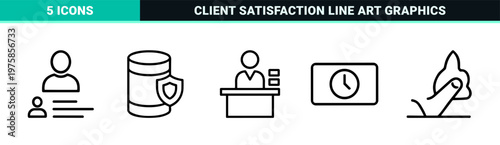 Customer feedback and business review minimalist outline icons