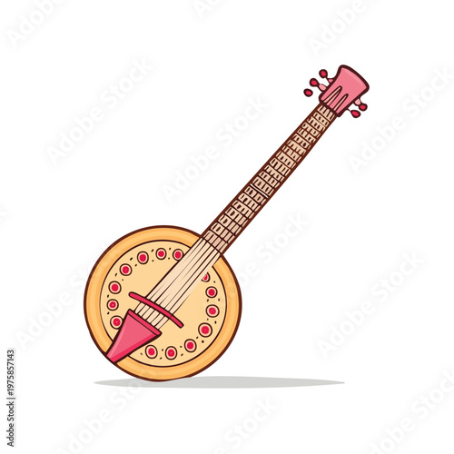 Country Music Banjo Instrument Vector Illustration for Western Themes