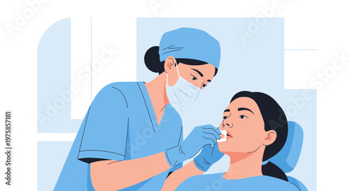 Dentist Performing Dental Procedure on Patient in Clinic