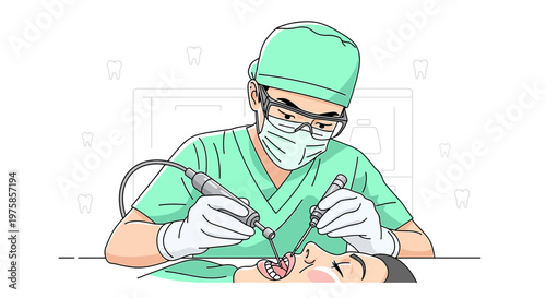 Dentist Performing Dental Surgery on Patient with Modern Equipment