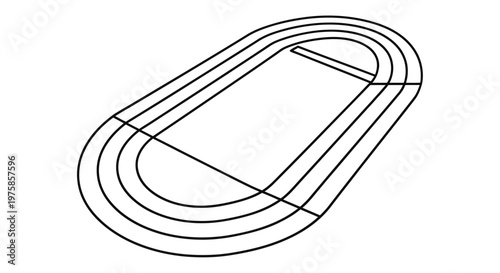 Simple line drawing of an athletic stadium with running tracks and a field