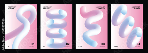 Abstract Fluid Gradient Wave Poster Template Vector Set