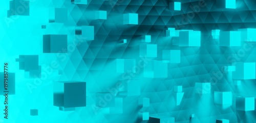 Abstract background geometric pattern of metallic cubes 3d render