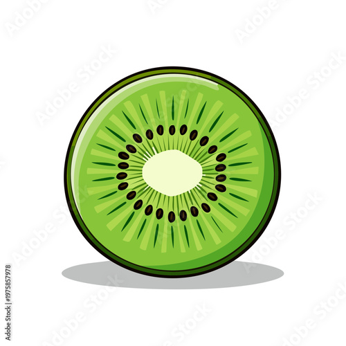Vibrant Sliced Kiwi Fruit with Distinctive Black Seeds and Green Flesh