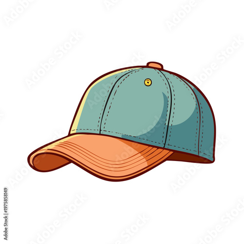 Retro Two-Tone Baseball Cap with Orange Brim and Teal Crown