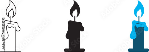 Candle icon, melt wax burning flame symbol, dripping wax sign, heat concept, glowing light illustration, soft wax fire design