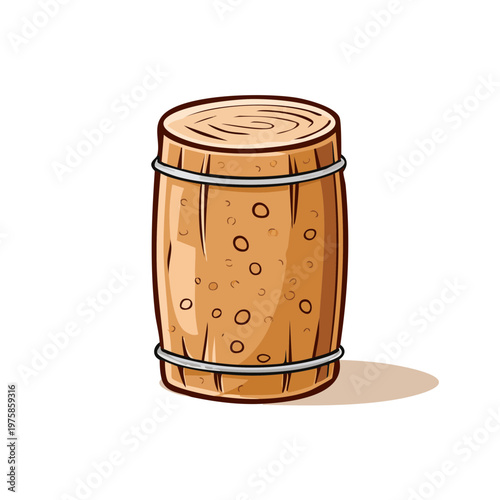 Wooden Wine Barrel With Metal Bands Illustration