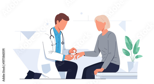 Doctor applying bandage to patient's hand in clinic, healthcare concept
