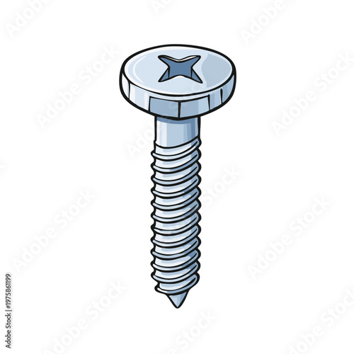 Sharp metal screw with threaded shaft and star shaped head for fastening applications
