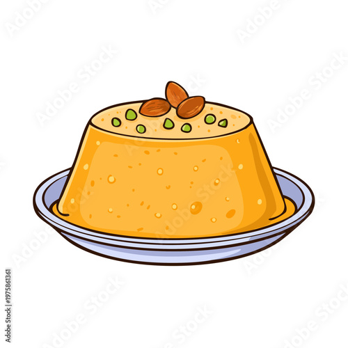 Delicious Indian Dessert With Nuts and Pistachios Served on a Plate