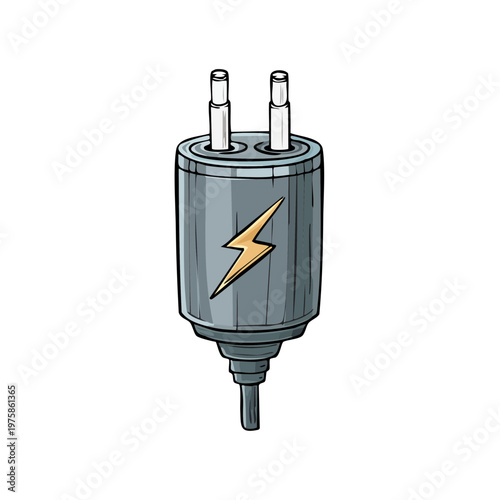 Electric Power Adapter with Lightning Bolt Symbol and Two Pins