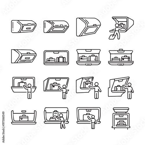 Car Trunk Loading Icons With Suitcases and Figures
