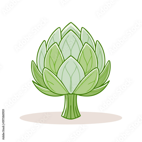 Cartoon illustration of a fresh green artichoke vegetable