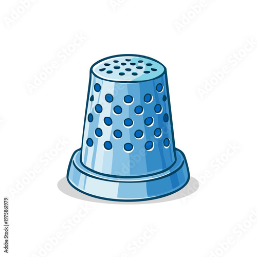 Blue Metal Thimble Sewing Tool with Dot Pattern