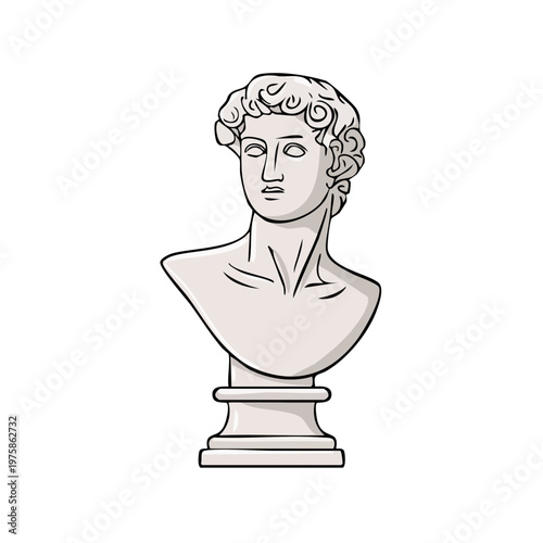 Ancient Greek marble bust sculpture on pedestal classic art illustration