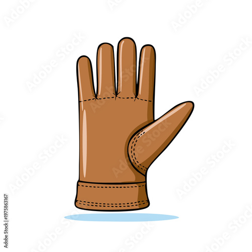 Brown Leather Glove for Protection and Style Simple Vector Illustration