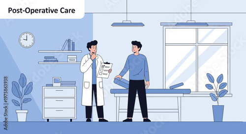 Doctor Discusses Post-Operative Care with Patient in Medical Room