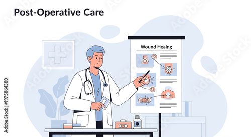Doctor Explains Post-Operative Care and Wound Healing Process with Diagrams