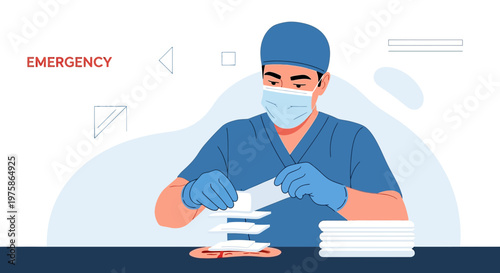 Doctor in Surgical Scrubs and Mask Prepares Medical Supplies for Emergency Procedure
