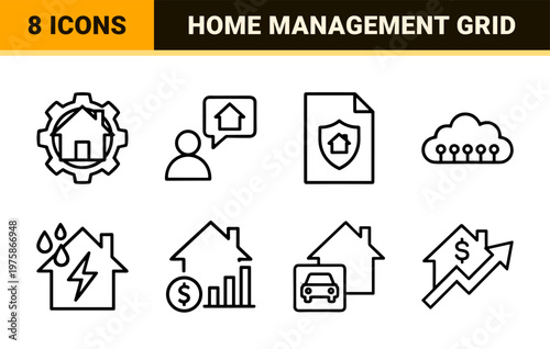 Real estate and property management outline icon set