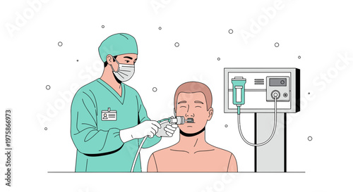 Doctor Performing Nasal Endoscopy Procedure on Patient with Medical Equipment