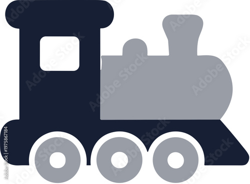 Flat Simple Transportation Toy Train Locomotive Children Graphic Illustration