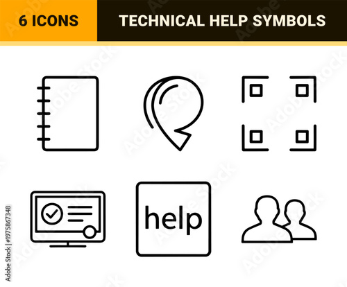 Minimalist customer support and technical help line icon set