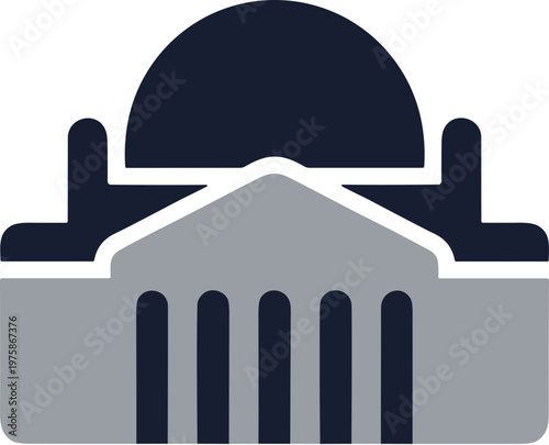 Flat Style Detailed Government Building Monument Landmark Architecture Illustration