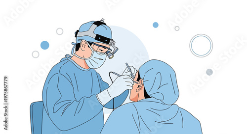 ENT Doctor Performing Ear Examination with Medical Instruments in Operating Room