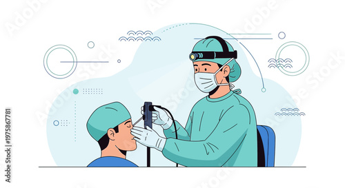ENT Doctor Performing Nasal Endoscopy Examination on Patient in Clinic