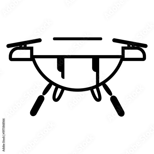Drone Line Icon. Minimal outline drone icon representing aerial systems, delivery technology and remote-controlled devices.