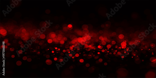 Shiny red and black abstract background with a bokeh light pattern and heart shapes for a Valentine celebration vector illustration