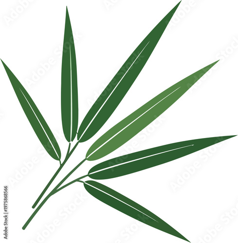 A minimalist illustration of a green plant with long leaves on a white background