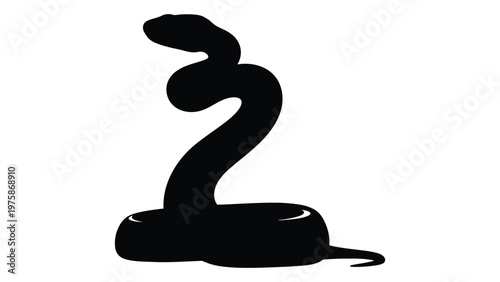 A striking silhouette of a cobra snake with its hood flared presented in black