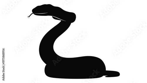 A black silhouette of a coiled snake with a forked tongue visible