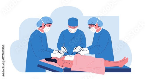 Surgical Team Performing Operation in Operating Room