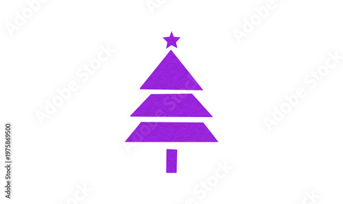 A cute purple Christmas tree made of paper is placed on a transparent background.