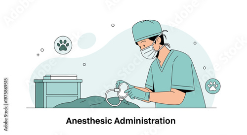 Veterinarian Administering Anesthesia to Pet During Surgery in Operating Room