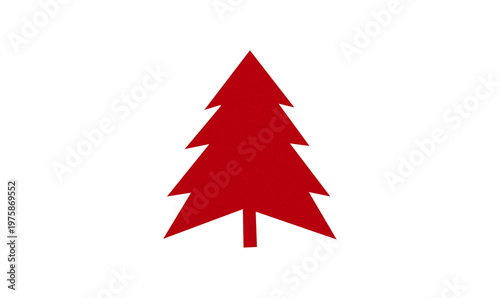 A cute red Christmas tree made of paper is placed on a transparent background.