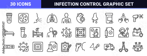 Minimalist medical virus and infection diagnostic icons